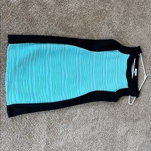 Blue and black rigged dress.